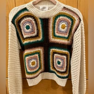 ZARA GIRLS: Patchwork retro sweater granny chic!
